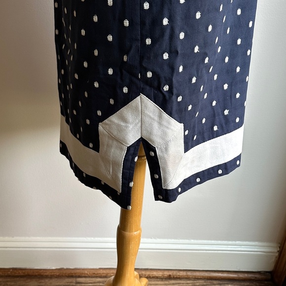 Eliza J Navy and White Polka Dot Shift Dress Mandarin Collar size 8 EUC - Picture 5 of 8
